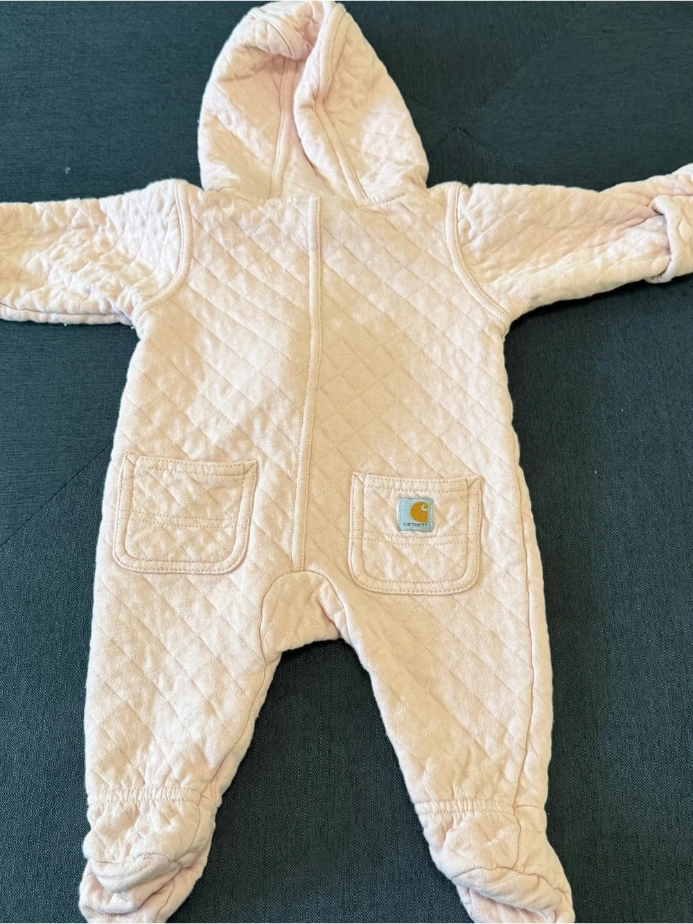 Carhartt 3M Quilted Hooded Pink with Black Zipper Coveralls Sz 3M